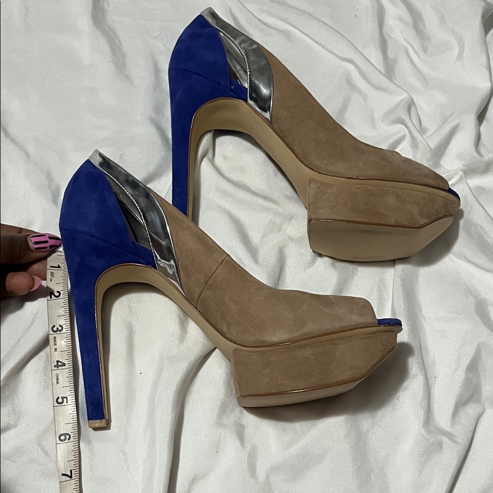 Calvin Klein Brown and Blue Heels Kayleen 10M - Picture 5 of 6
